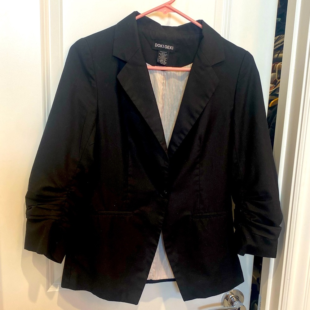 Doki geki boyfriend style black blazer 3/4 sleeve